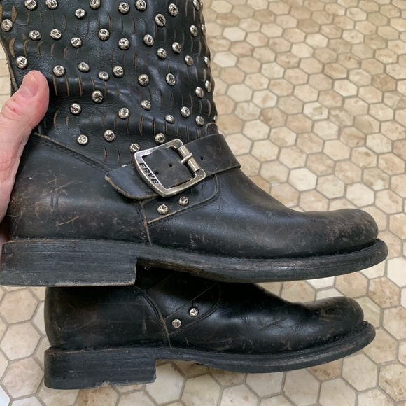 Frye Jenna stud Moto Biker boots - Picture 11 of 15